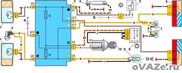 Схемы электрические включения фар на ВАЗ 2107